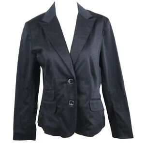 NWT George by Mark Eisen Black Blazer Jacket Womens COTTON Minimalist Career